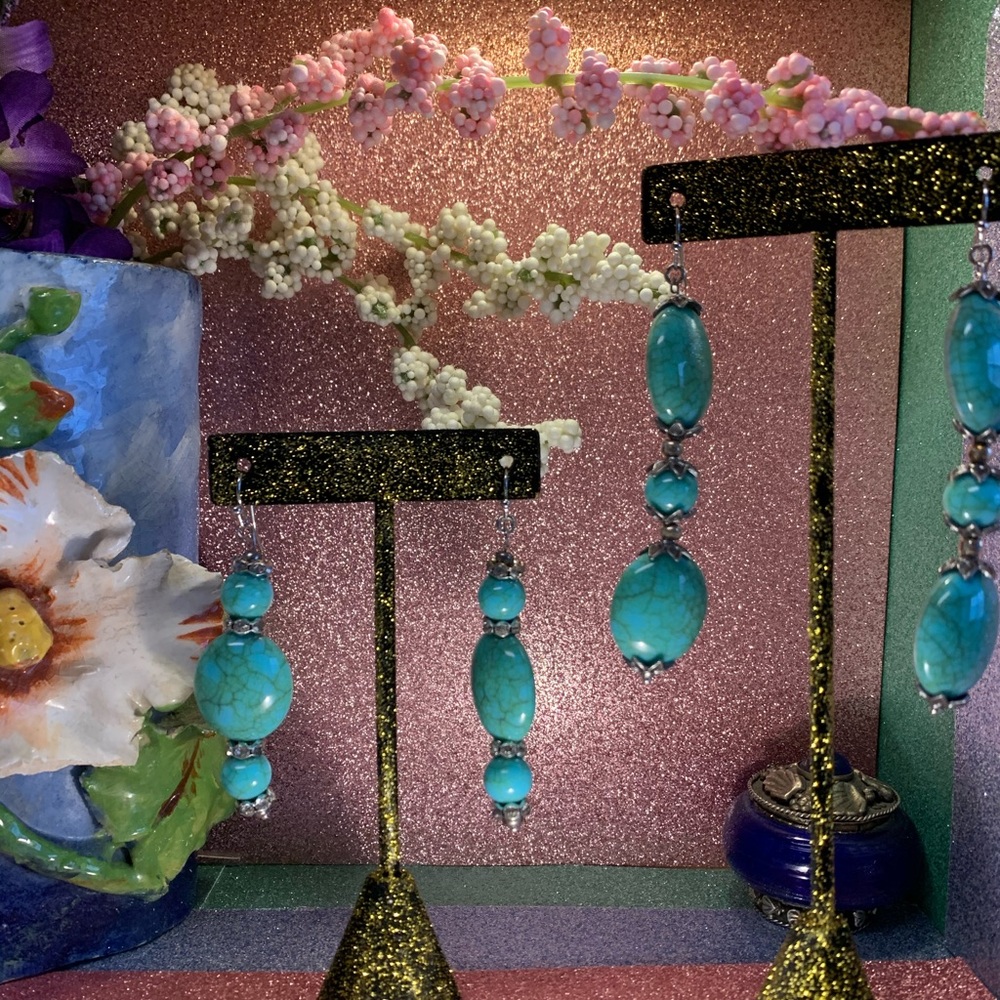 Acrylic Earrings with Rhinestones